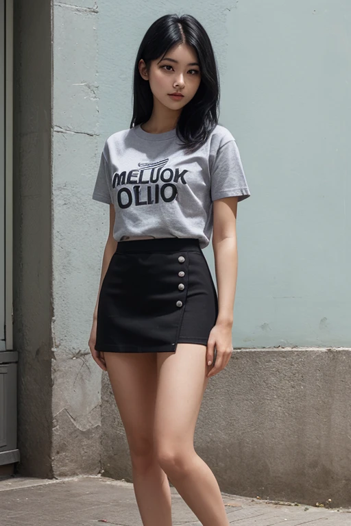 26-year-old woman、Hair color is reddish、Hair is wavy、Eye color is blue、Longhaire、A slender、a smile、She is wearing a T-shirt that shows her underboob.、My abs are cracked、A slenderだが均整の取れた細マッチョ、I'm wearing pin heels、standing in front of a boutique show window、a smile、Head-on perspective、accessories on the wrist
