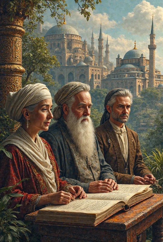 Create realistic , sade, modern and Islamic-free visuals about language and literature in Anatolia