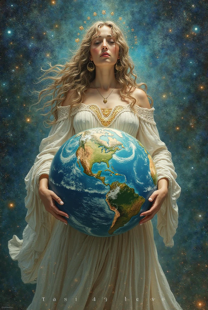 Gaia, embracing the world accompanied by cosmic timbres. 