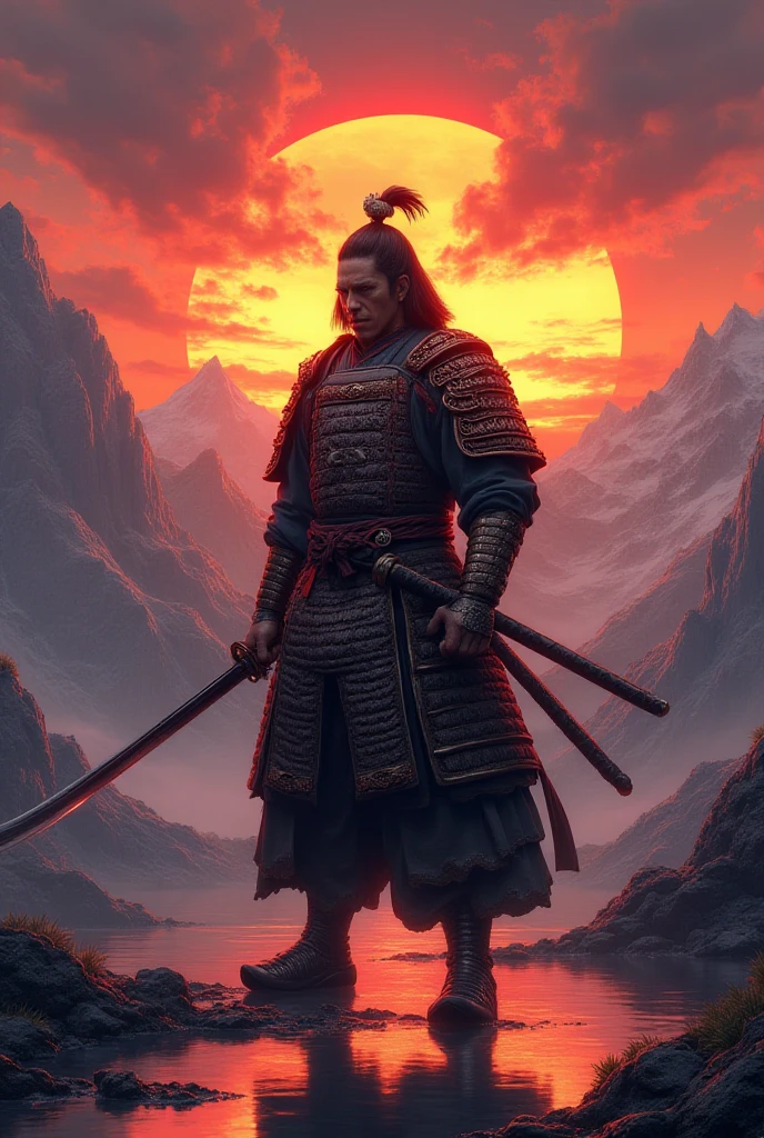 Samurai,sunset, highly detailed,See Berge 