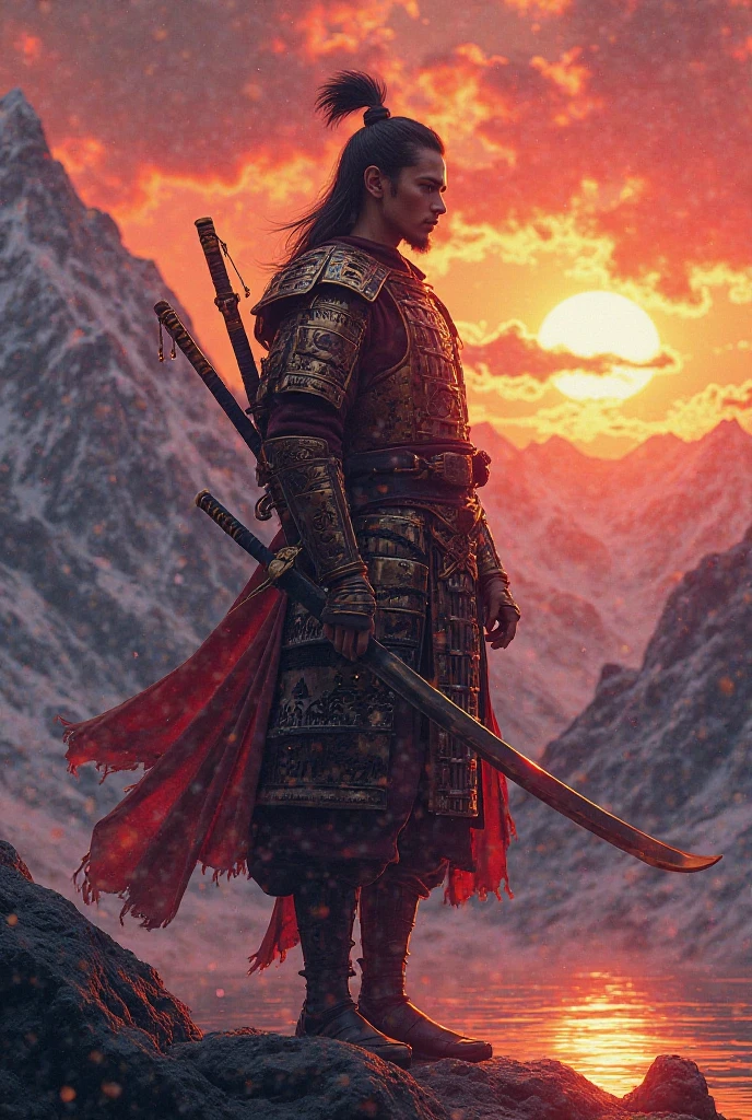 Samurai,sunset, highly detailed,See Berge 