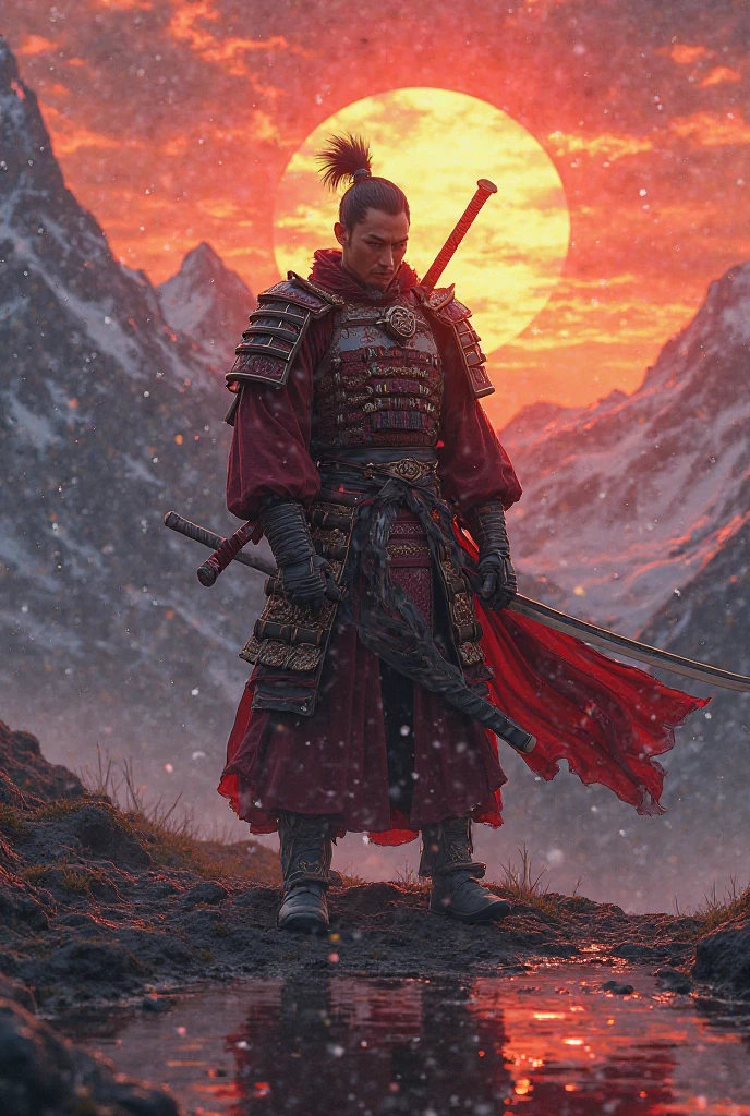 Samurai,sunset, highly detailed,See Berge 
