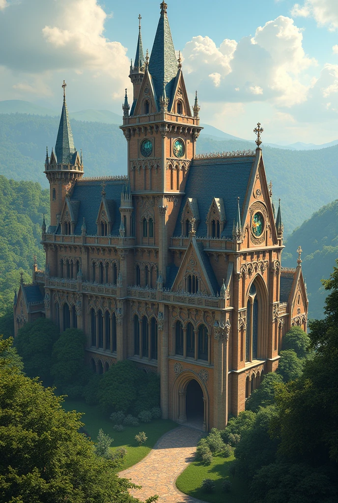 Create an image of a structure in the Victorian Medieval style 