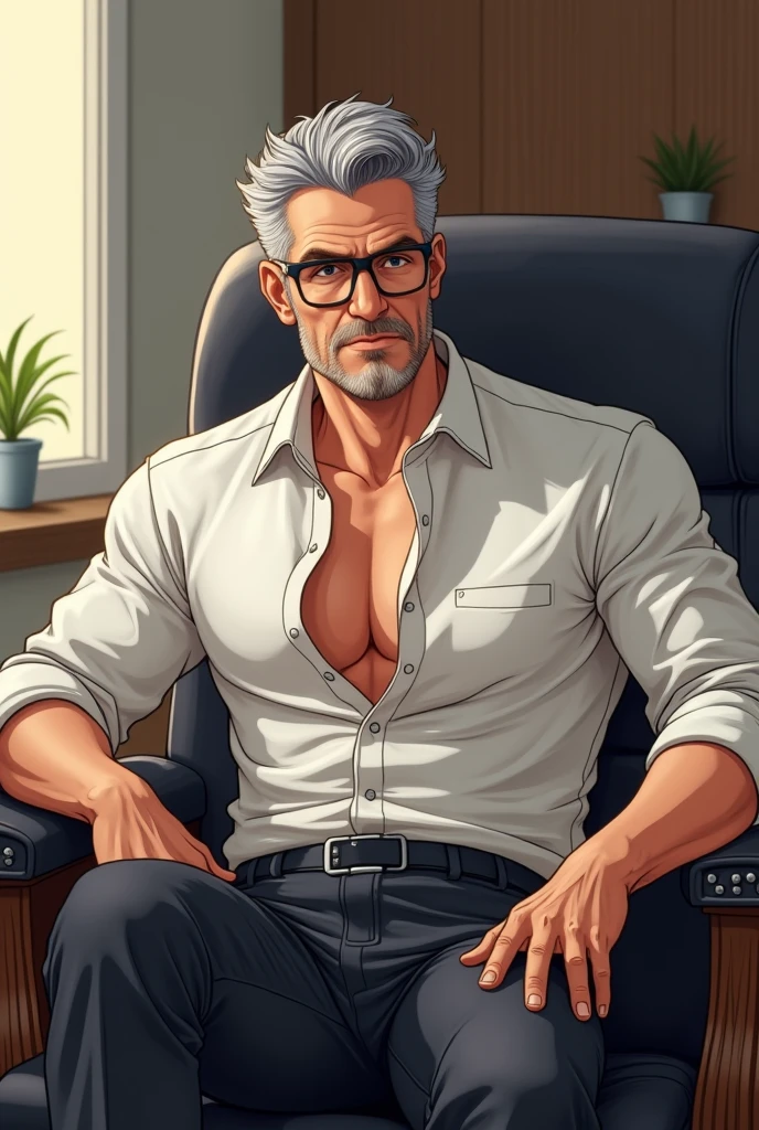 50 years old,daddy, formal trousers men sit down,k hd,in the office,muscle, gay ,grey hair, stubble bearded, caucasian face,masculine,strong man,the boss is,handsome,sex,lecherous dad,look straight ahead,father drove his son to school,Dad is erection, semen, ejeculated, photo realistic