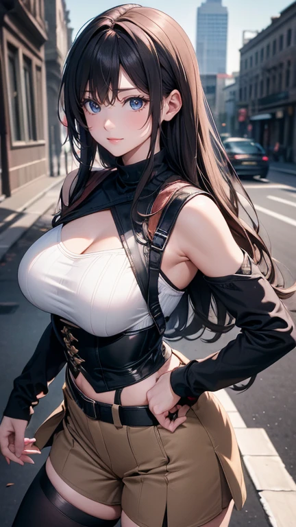 (1 beautiful girl)、(length hair)、cyberpunked、(Strong wind is blowing)、(Confident smile)、(Running Photos:1.5)、(Very gigantic-breasts)、(abnormally large breasts)、(30-years old)、(confident grin:1.2)、(Dark hair)、(Top image quality)、(8K picture quality)、(masutepiece)、(Full body photo)、(Pointy hat)、(Wizard fluffy robe)、Raw foto、(loose:1.5)、(droopy chest), Deep contrast, depth of fields, Under angle, cinematric light, Cinema Shadow, Sharp Image, Extremely detailed,、beautiful effects, Muted colors, Highly detailed image textures, detailed hairs, Detailed face, Detailed eyes、Highly detailed image textures, detailed hairs, Detailed eyes、(Photo from the knee up)