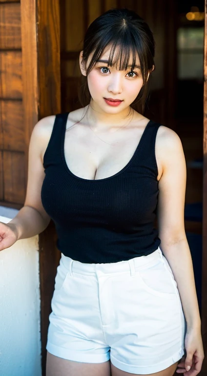 masterpiece, Highest quality, 8k, Young and beautiful girl, Baby Face、着衣Big Breasts、((((((10 years old)))))),((Large Breasts:1.3)), photo shoot, Cute Face, Thighs,、smile, 10 generations, Detailed face, Background blur、Long Hair、Black Hair、Big Breasts、Cleavage、Tight waist,((sexy knit dress))Grey knit
