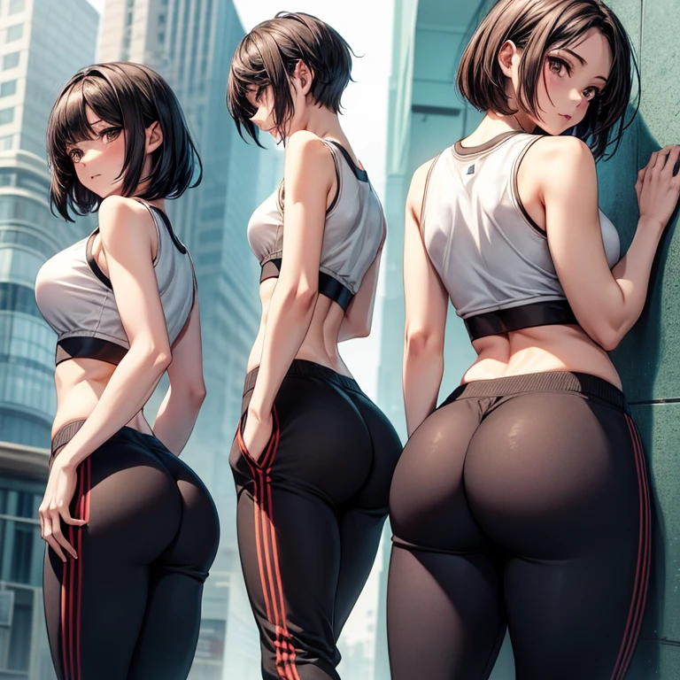 masterpiece, best quality, 1girl, solo, night, colorful, cityscape, cyberpunk, light smile, city pop, vector illustration, ((((big boobs))), (((legging))), (((big ass))) --auto