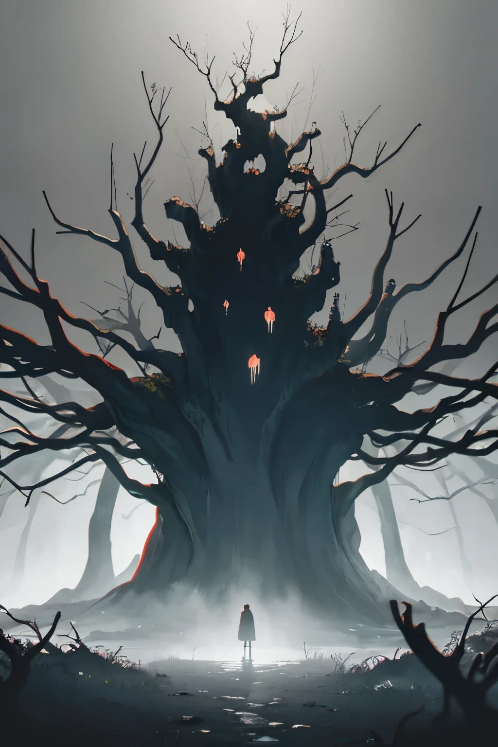 An ent in hell, with its twisted branches and expression of eternal affliction due to the demonic corruption it suffered. --auto --s2