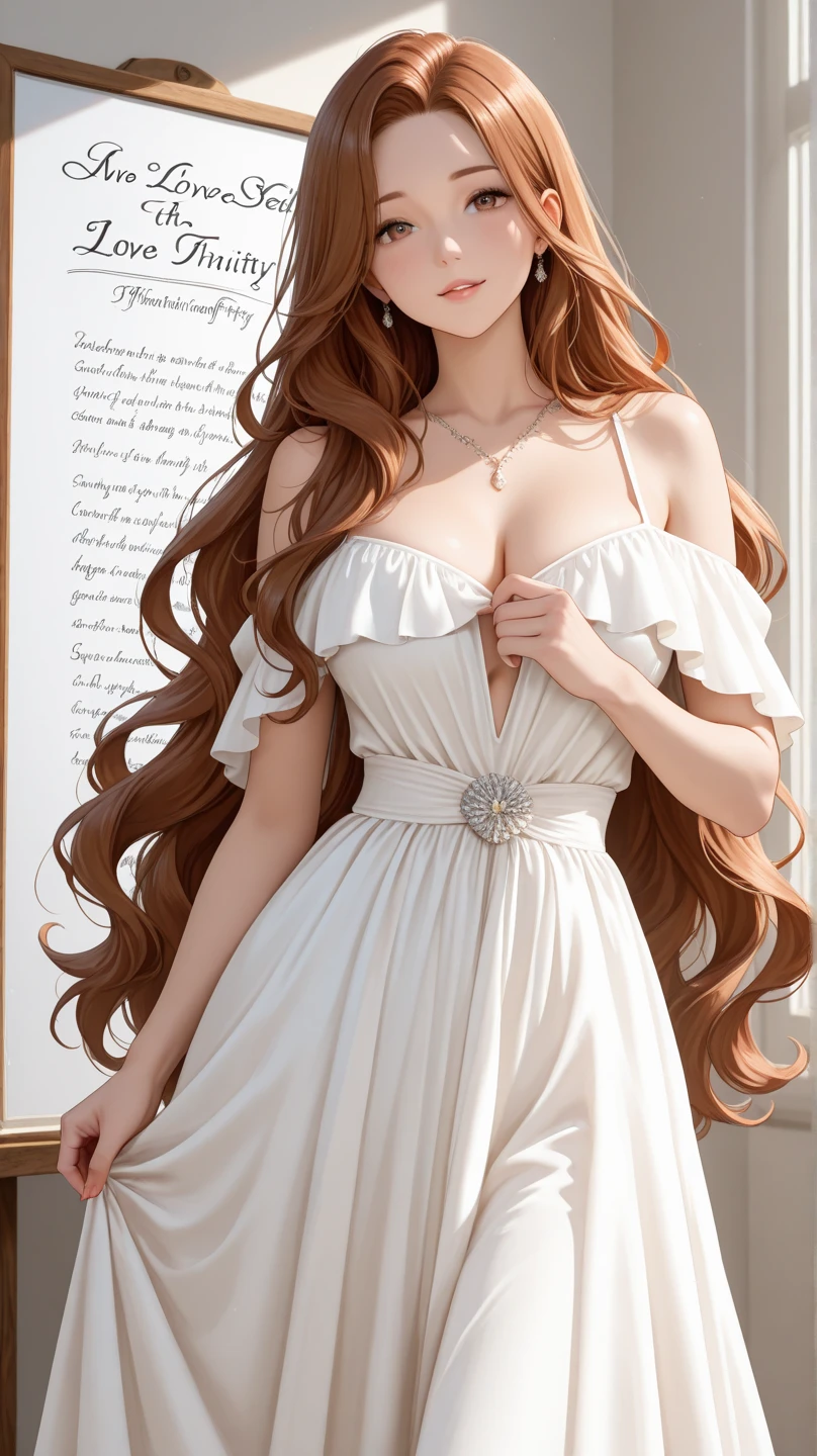 light brown hair、adult lady、Wavy Hair、A seductive smile、耳Nipple Ring、A bracelet、a necklace、Casual dress、Tyndall effect、very beautif、Smaller chest、Slender body。