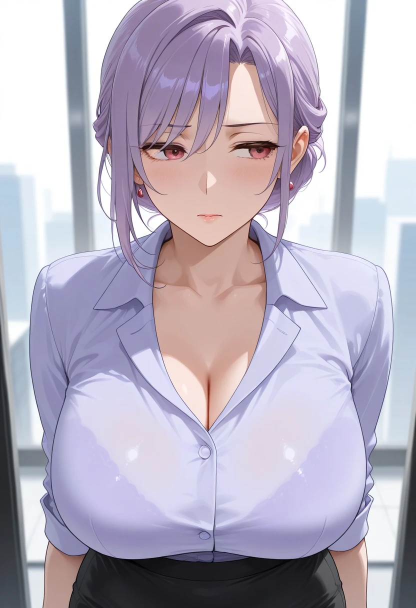 
(((highest quality, High resolution, , Pixel perfect, 4K))),((Woman in office room, Sexy pose))), ((highest quality)), ((Intricate and detailed)), ((Surreal)), Absurd resolution, Mature Woman, Mature Woman, perspective, Very detailed,((open-chest)), One Woman, ((Big Breasts)), Perfect hands, Detailed fingers, Beautiful fine details, chief executive officer（CEO）, (business attire:1.2), Open Office Shirt, Tight Skirt, Black choker, Earrings, stockings, ((I can see the bra)),((Spread your legs)), Perfect Eyes, Seductive eyes