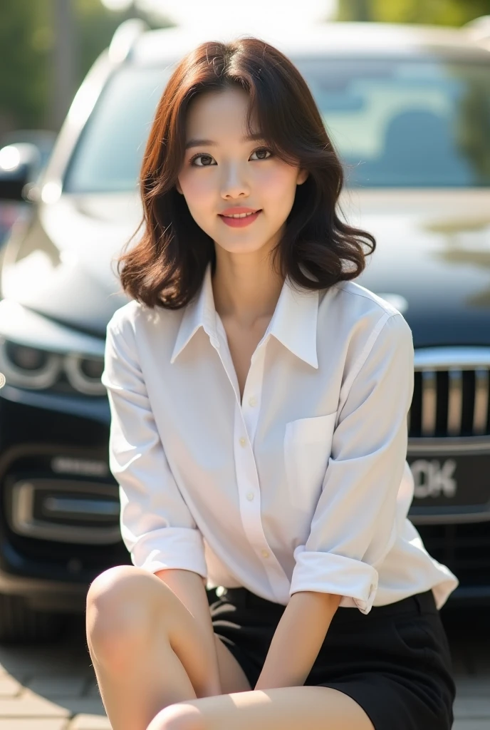(Raw photo), (Photo realistic), (masterpiece), (Highest quality), High resolution, 8K resolution, (Exquisite detail), (Volumetric Light),  a woman, Age 35, short hair, Straight Hair, Brown haired, very skinny, Very white and translucent skin,Highly detailed eyes, Source Order, Very fine eyebrows, eyelash,The best beauty,Cute like an idol, Smile,  (An elegant and transparent white blouse), Random Body Orientation,medium breasts,Beautiful Japanese office lady, White blouse，Super mini pleated skirt, Lace Pantyhose, Random Color, Cute face, Real Light, Correct Anatomy, Riding a bicycle 1.4、city bicycle,  on the saddle、both hands grips handle, Pedaling, Angle 1 from below.4、(((Low angle 1.4))), In the city, There is a strong headwind, Skirt flips up, (((her pantie is visible))), beautiful long legs, (((from very below 1.4))), slender thighs, look down viewer