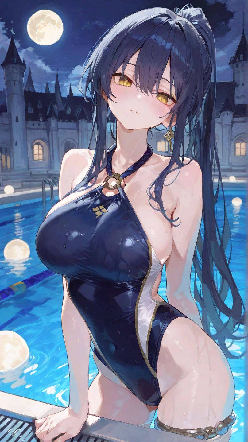 She wears stockings and shows her pussy、8K、China dress、Highest quality、Tabletop、Ultra HD、Ultra-detailed、so beautiful、Ultra-detailed髪質、so beautiful、Portrait、Esbian all over、Captivating look、Beautiful woman、Long Blue Hair、blue eyes、Glowing Skin、bursting breasts、Very large breasts、Very big ass、Water droplets running down the skin、The background is a great night pool、naked、Excessive pubic hair growth、Two arms、Two Legs、I can see the、blush、She looks like she's feeling good、Detailed and high resolution clothing fabric、I want to see her pussy、彼女のI can see the、China dressはハニカム柄です、Sweat dripping down my entire body、Sexy black stockings in Chinese style、Wearing stockings、I can see the pussy、the body is very wet、China dress:1.5、On all fours、Showing anal
