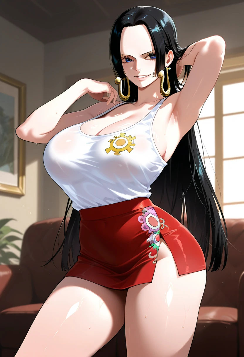 ((key light:Front diagonal 45 degrees, fill light、Backlight、shadow)), (qualidade 4K), yor, blush, cleavage,glowing aura, natural light, masterpiece, glossy skin, juicy lips , ,sexy, hot, , cleavage, evil, bimbo, hour glass, red eyes, wide eyes, red eyes, huge breasts, sagging breast, dark lighting, blushing, cheerleader, thicc thighs, ((curvy body)), ((cheerleader))