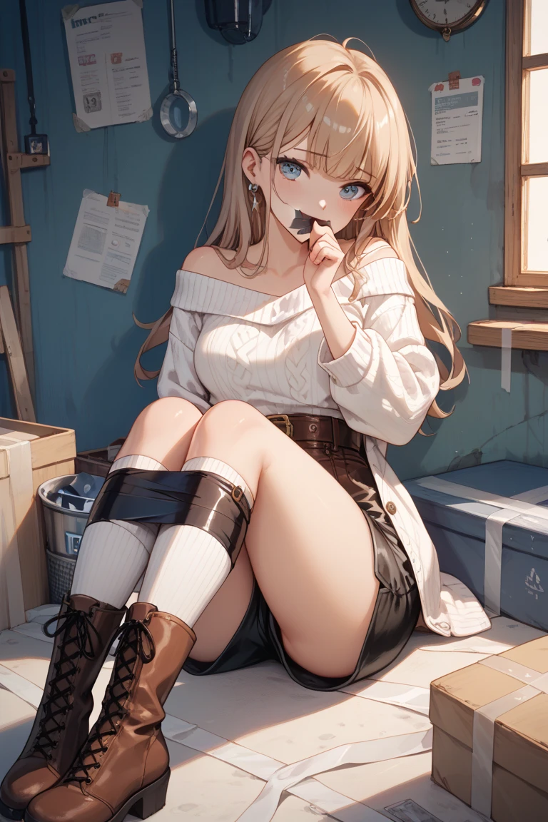(random porn pose),(random hairstyle),(Highest image quality,(8k),ultra-realistic,best quality, high quality, high definition, high quality texture,high detail,beautiful detailed,fine detailed,extremely detailed cg,detailed texture,a realistic representation of the face,masterpiece,Sense of presence),sweater,tight mini skirt,stockings,Engineer boot