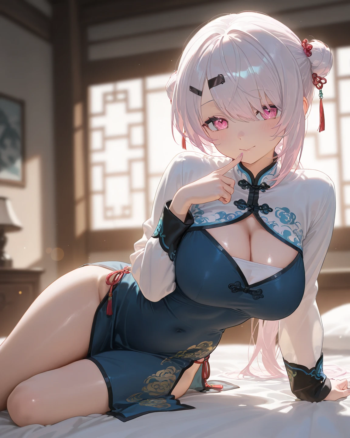 (tmasterpiece:1.2),(best qualtiy:1.2),perfect eyes,s the perfect face,Perfect lighting,1girll,Mature women wear JLFD,Asians,Long white hair,traditional Japanese hairstyle,Stand with your hands on your knees,exposed bare shoulders,,JLFD,pink silk,Dragon pattern,Embroidery,ssmile,Detailed traditional Japanese interior background,nakeness,巨作,Chest exposure,huge tit,clothes slipping off, exposed,Pink,Pubic hair shows through,Bareness of the underparts,Perineal exposure,Masturbation,sexl,Nudity all over,Breasts are coming out,pantyless