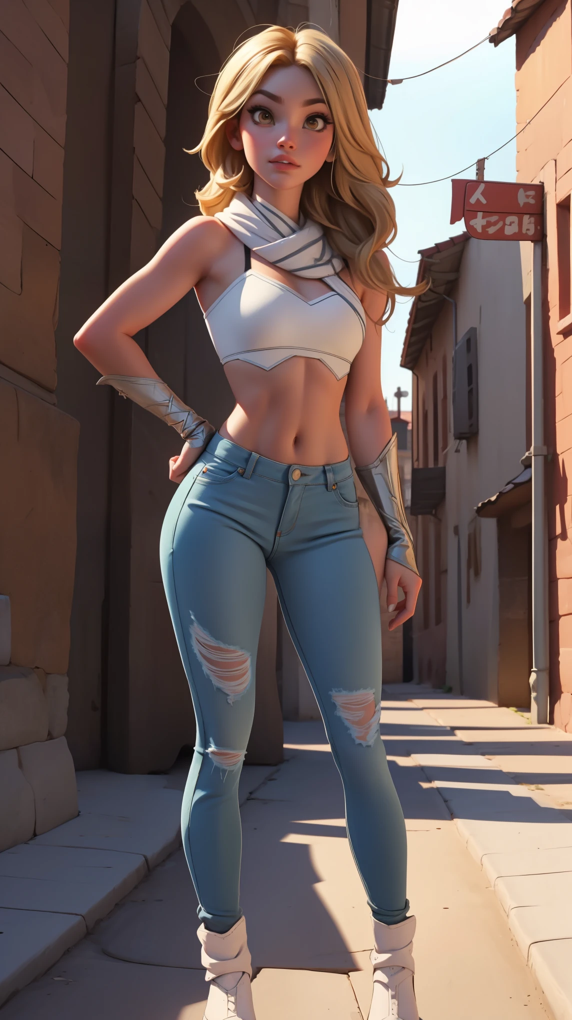 Lumine in very tight jeans, and her african american muscular boyfriend next to her