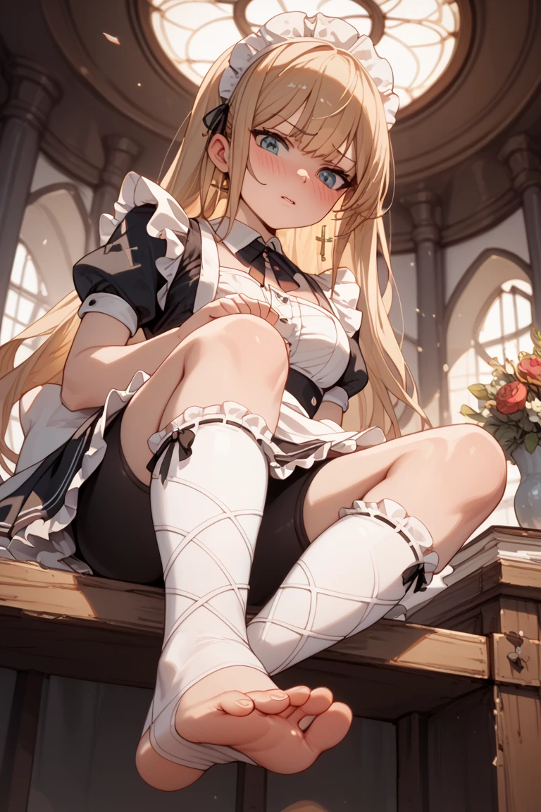 nsfw, (masterpiece, top quality, best quality, highly detailed:1.6), extremely detailed CG unity 8k wallpaper, (1 princess in the castle hall, indoor, White princess dress, silver tiara:1.4), (Unsurpassed gorgeous rococo victorian gown with voluminous hoop skirt and long hems, princess style skirt), strong facial expression, (sharp eye:1.1), (scowl:1.1), (embarrassed,blush:1.3), (steam:1.7), (wet, sweat:1.1), (trembling:1.3), (parted lips, harf open eyes:1.7), (feeling weak:1.5), (shoot from front, looking at viewer:1.1), (squatting, skirt lift, clutching skirt:1.3), White high-heels, (long hair, Blonde hair, pubic Blonde hair:1.5), (girl trembling with sexual climax:1.5), colorful, full body, wide shot, perfect composition, (chrotch, pussy, urethra, panty, panties), urination, incontinence, piss, peeing self, A lot of pee, having an accident, pee running down legs, (((pee stream))), (pee puddle), wetting herself, pee stain, peeing, blush, trembling, embarrassed, large breasts, Yellow pee, ((leaking pee)), Shaking one's shoulders, Breaking a sweat on forehead, puddle of pee, Pee at your feet, Pee spread on the floor, Pee stains, Dripping pee between my legs, Feet wet from pee, Pee-covered feet, Pee at your feet, want to pee, about to pee, Full bladder, Pee-soaked dress, Pee-soaked high-heels, natural makeup,