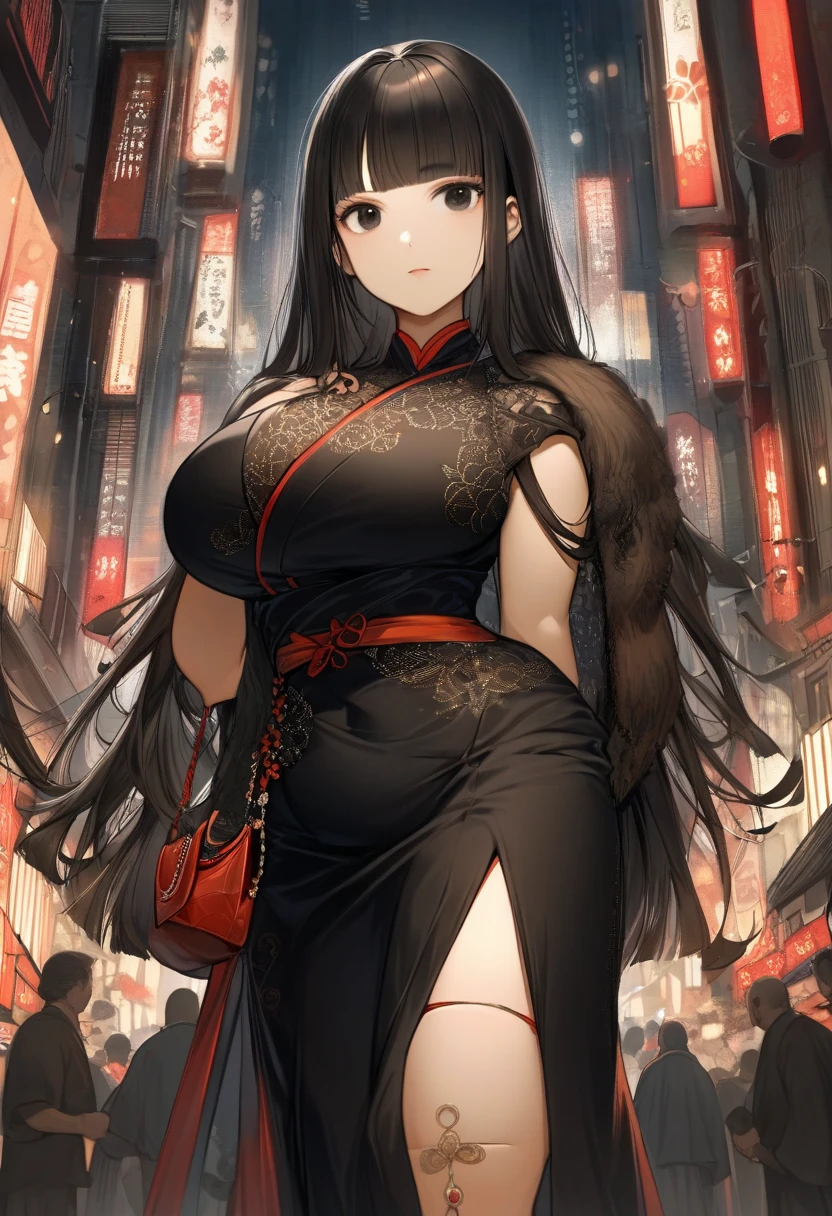 1个Giant Breast Girl,on cheongsam
