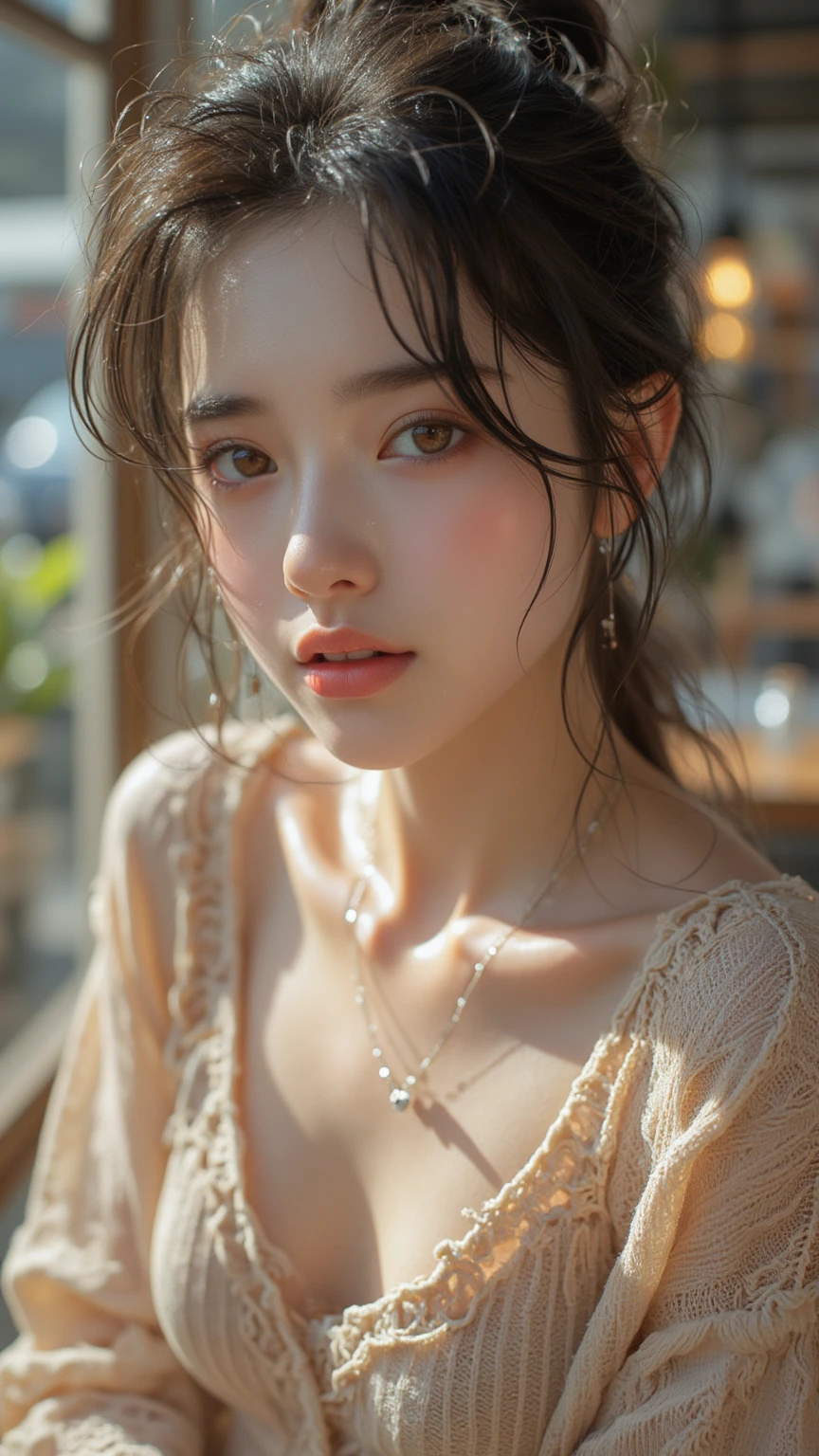 Sensual woman, beautiful and detailed eyes, beautiful and detailed lips, high-definition face, long eyelashes, elegant appearance, soft lighting, dramatic shadows, calm color palette, cinematic composition, photorealistic Stick, (Top quality), 4K, 8K, High resolution, Masterpiece: 1.2), Ultra-definition, (Real, Photorealistic, Photorealistic: 1.37), Lace pants, Sitting, sensual pose, Bold pose, Moist skin, sweaty, bare feet, ecstasy, embarrassed, masochistic, blushing, embarrassed, ecstatic expression, turning back, sticking out buttocks, distorted facial expression, tears flowing, heavily wet.Temple with water、White panties、sexy lingerie、You can see the bare skin、Spread your legs wide