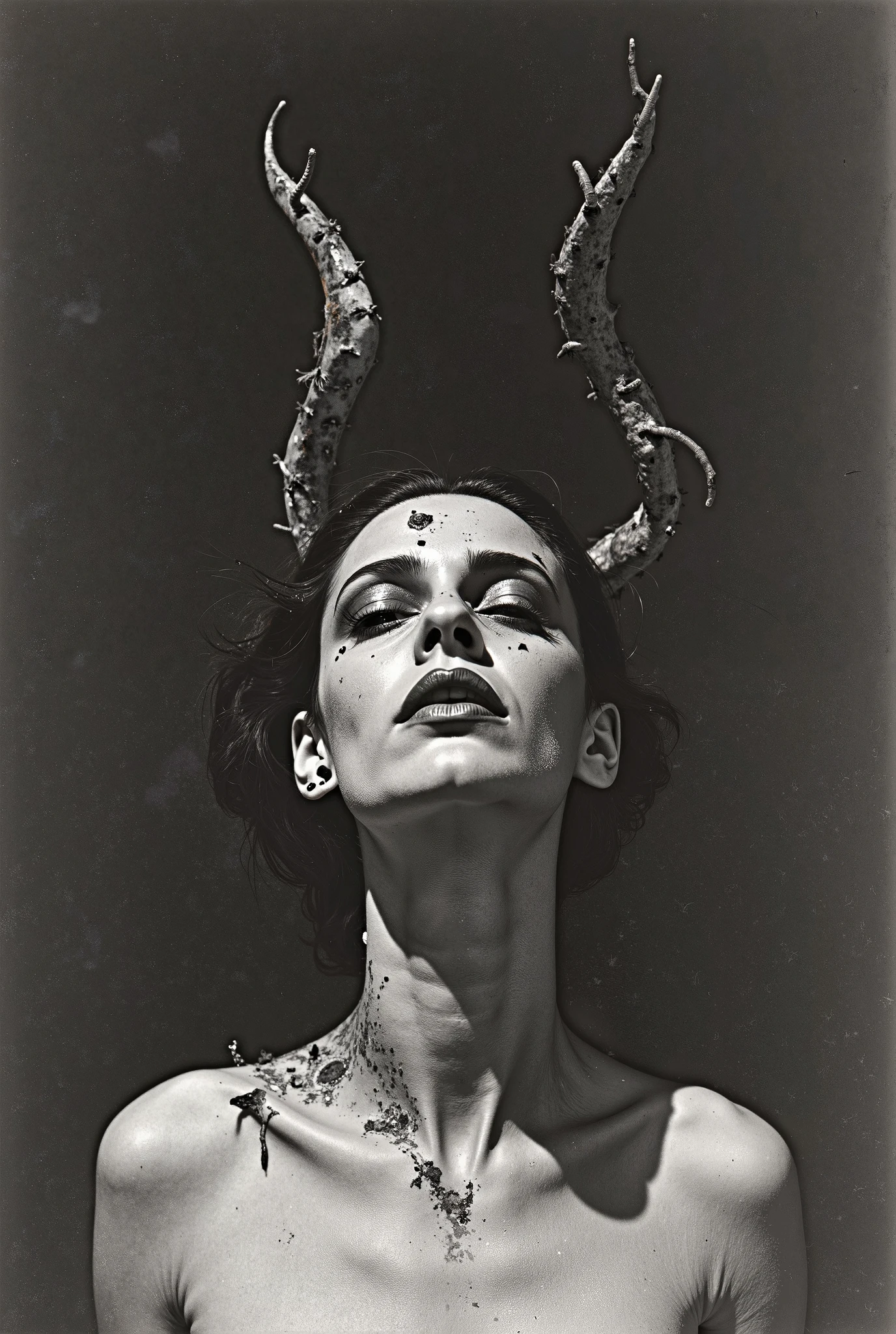 Frida Kahlo in the form of an angel descending into hell in the pictorial style of William Blake