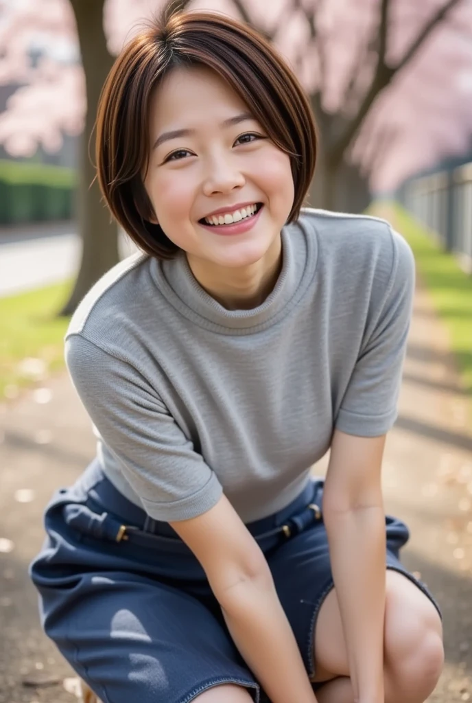 48 years old D cup saggy breasts woman A kind smile Big eyes Front teeth Japanese classmate High resolution, Highest quality, super high quality, Ultra-detailed, Cinematic lighting、On the street、Sweaty、Sweat、Black-haired、Idol girl singing on the bandstand、Big smile、sunny day、Spread your legs、Spread your legs、sunny day、Full nudity、huge 、Nipples、Browsing Caution、punk