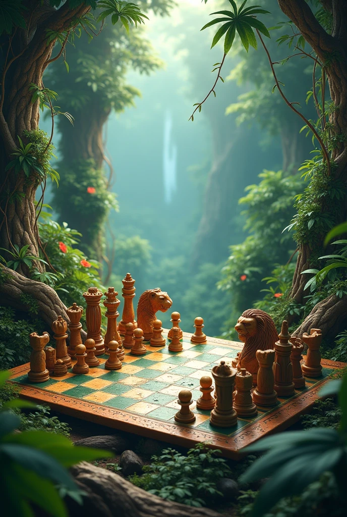 Background for web game about animal, jungle, chess