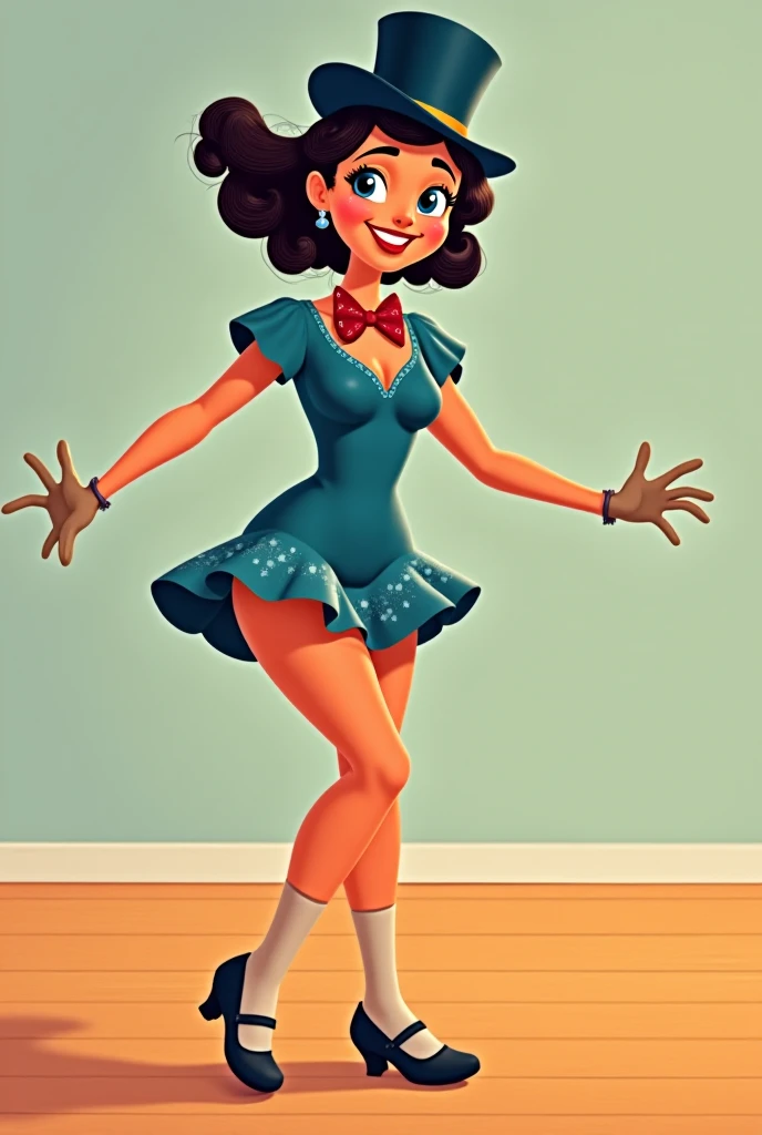 Pin-up dancing from the sidevof a junk box