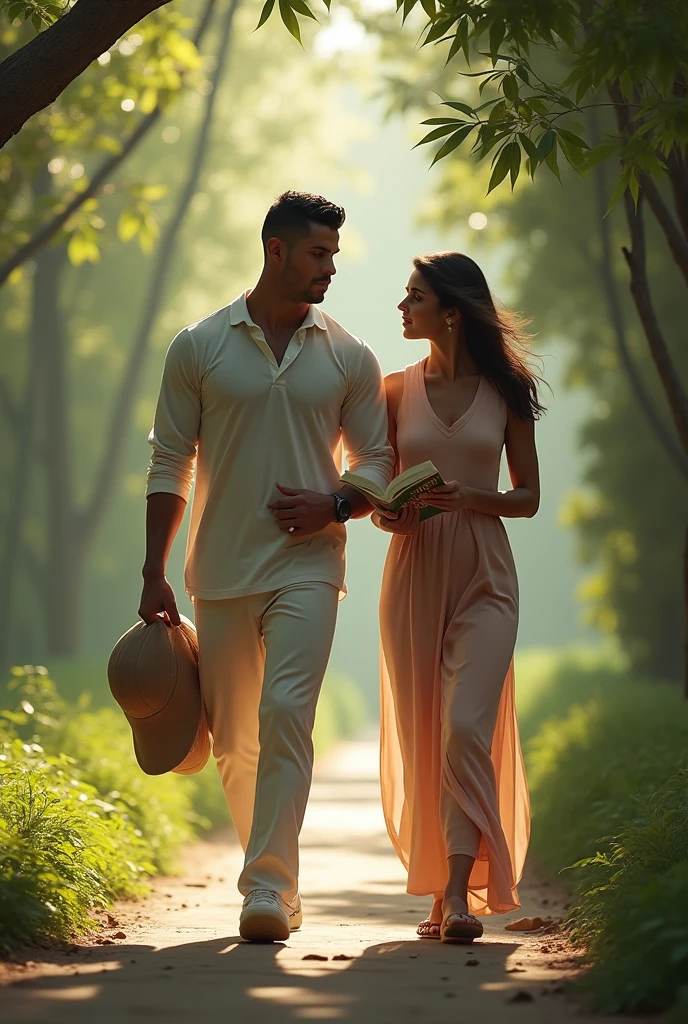 le couple amoureux balade dans les forêts amazon avec leurs vêtements traditionnels --auto --s2