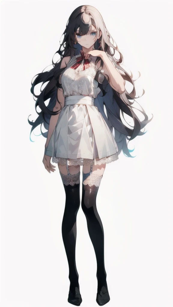 NSFW , ultra detailed, hyper detailed, best quality, highres, 4K, field of flowers, woman, from below, puzzled, happy, , shy, very long hair, wave hair, gradient hair, tall, slender,flat chest, gothic ta, (up skirt) ,white panties , gloves, dappled sunlight,