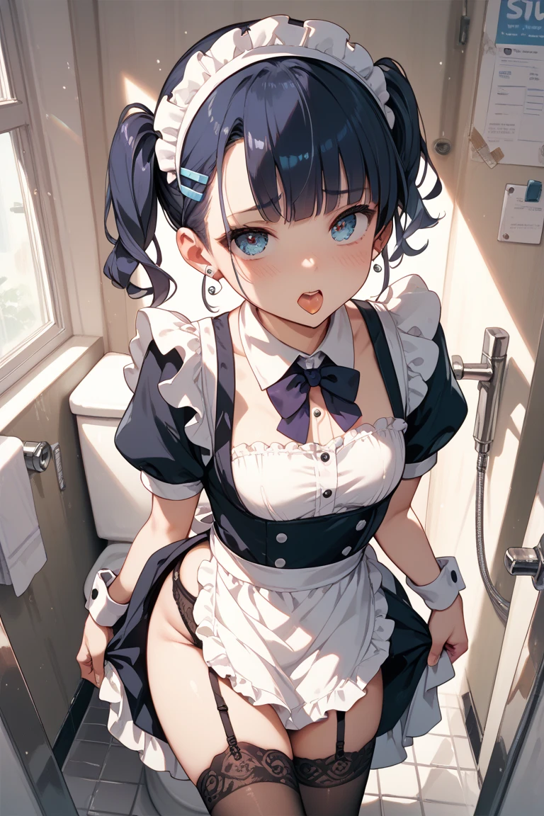 uncen, score_9, score_8_up, score_7_up, 1femboy, kitchen, , (Beautiful and detailed eyes description), (Beautiful and detailed face), Perfect tiny body, neat figure, slender waist, (20 years old), look up, very big eyes:1.2, blue eyes, blush, shy, hair buns, long black hair, vintage style, pin up, home maker, apron, mini dress, bubble butt, skimpy clothes, penis, erection, tiny penis , beautiful eyes , sexy pose, precum, kitchen, apron, sexy, big pacifier in mouth, men cock in hand , flat chest, no panties, stockings, kneeling, high heels, 1 men, huge burly men, fat men, men head out of frame, men ejaculation:1.5, men cum on the femboy face, facial,