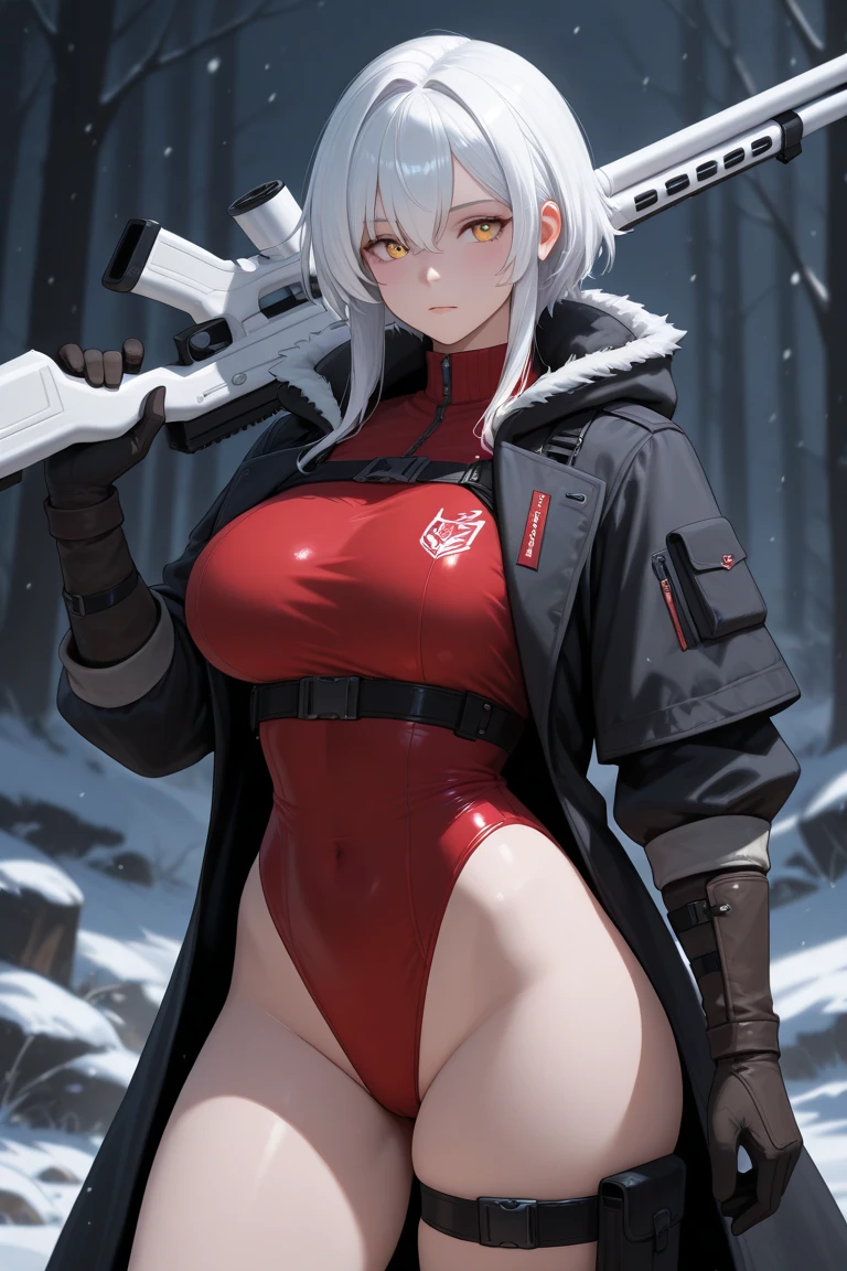 (photorealistic:1.5, highest quality,masterpiece,High resolution,muste piece),snow mountainに立つ1人の23歳の女性,cyber punk,(red string bikini:1.5,Down jacket:1.3,choker), beautiful skin, (looking at the camera:1.2),(A photo seen from the bottom of the back:1.3),(short Hair:1.2,bright platinum hair:1.5), expression( Impish Smile:1.3,blushing:1.3),Pause( Seductive pose:1.5),background(snow mountain:1.5,ruins,apocalyptic world),(Medium chest,slender, abs:1.2), (see-through nipples:1.5),(transparent butt),(detailed perfect face:1.9),normal hands:1.5,normal finger:1:5,normal feet:1.5,(cameltoe)