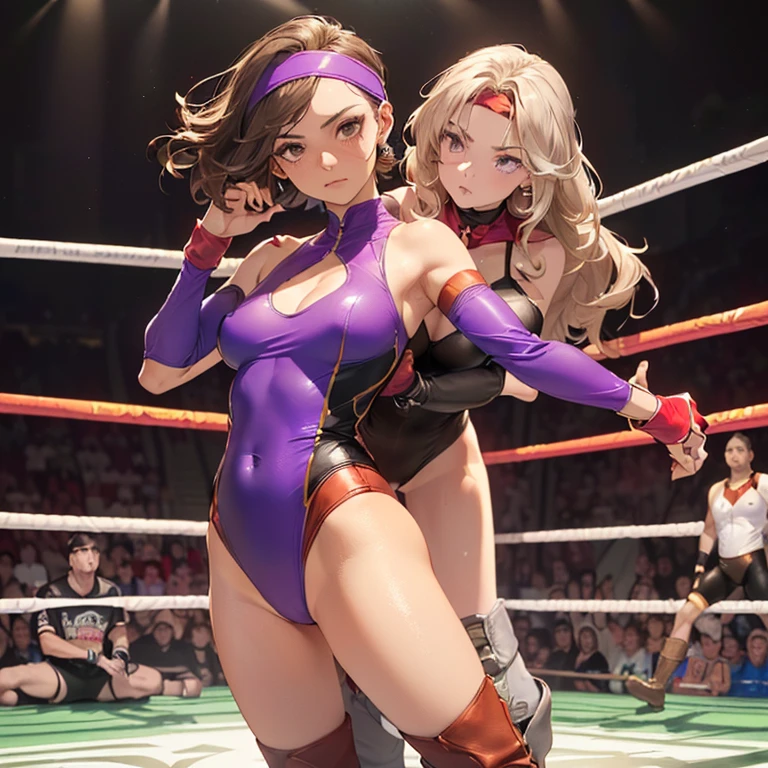 2 cute girls、idol professional wrestler、White One Piece Swimsuit、knee high socks、Wrestling boots、professional wrestling、Professional wrestling matches、Lori、Fighting
