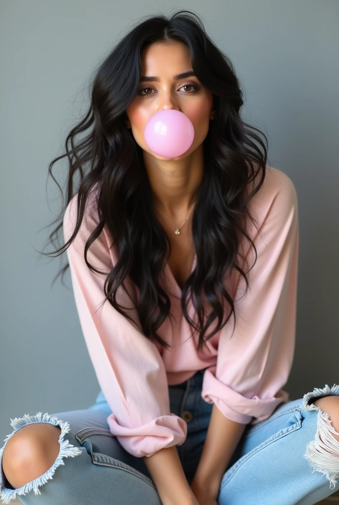 score_9, score_8_up, score_7_up, best quality, masterpiece,realistic,RAW Photo, DSLR BREAK(kkw-ph1:0.9) BREAKhalf body portrait of a young 20yo woman, black hair, wearing a summer dress BREAKdetailed, blowing bubble gum, translucent purple bubble gum <lora:Bubble Gum:0.55>, professional colorgraded