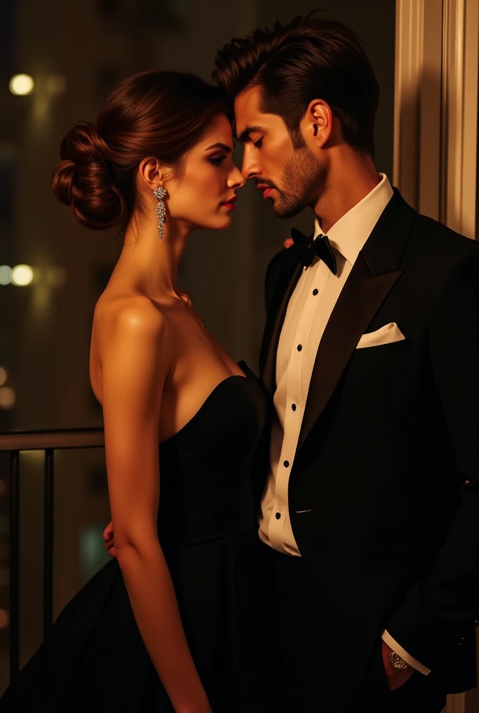A sexy-dressed young woman is courted by a young man.