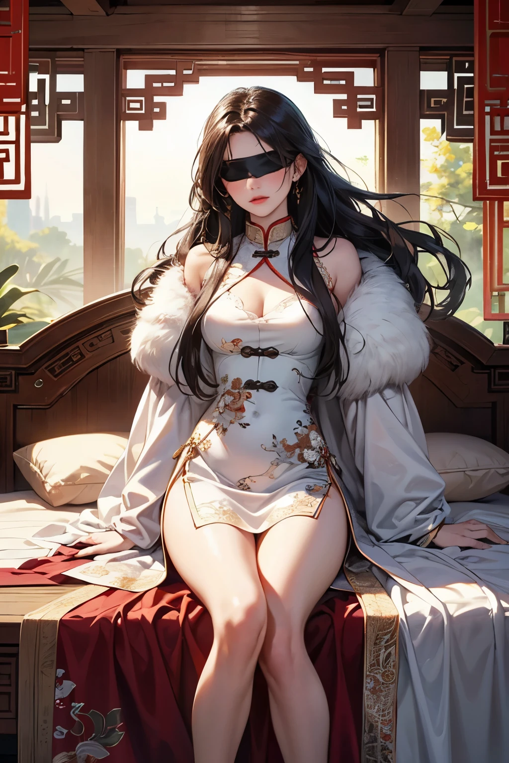 (Highest high resolution, distinct_image) Best quality at best, A woman who is, solo,tmasterpiece, highly detailed, Semi-realistic, Black inch, black color hair, By bangs, 18yr old, mature, 年轻, Tall and strong, Blackn clothes, black uniforms, trouser,Wedding dress,Military academy,indoor background,Cold,serious,large tall,Handsome,tyrannical,Powered,Delicate facial features,Delicate facial features,Horror theme,Ultra detail,, Perfect face shape, Oversize models, Mature woman, Wearing a red Chinese wedding dress, Tall and long legs, (((Large breasts))), (((Glazed pupils))), Magical feeling,Long messy hair,full bodyesbian,Hand details,Finger details,Beautiful anime Huaifu style girl,Super detailed drawing,Luminism,Art concept art by Kahngriffith and Vadim Kashin,