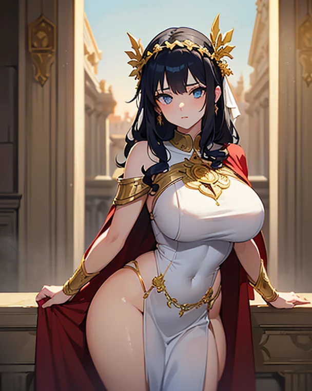 Hentai、High resolution、Colosseum in ancient Rome、A chubby gladiator with huge breasts in ancient Roman costume smiles and spreads her legs to show off her sexual appeal、Perfect proportions、Cowboy Shot、Fatty thick legs、Sweaty、Clear eyes