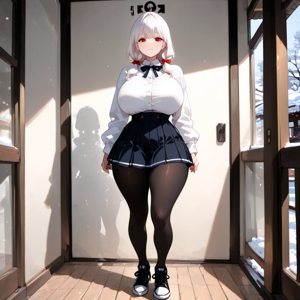 The girl opened her mouth,Expose off your underwear,Reveal underwear and panties,Exposing the ,spread thighs, Facing the camera,The kinky is exposed ,No coat,White hair,Stick out her tongue