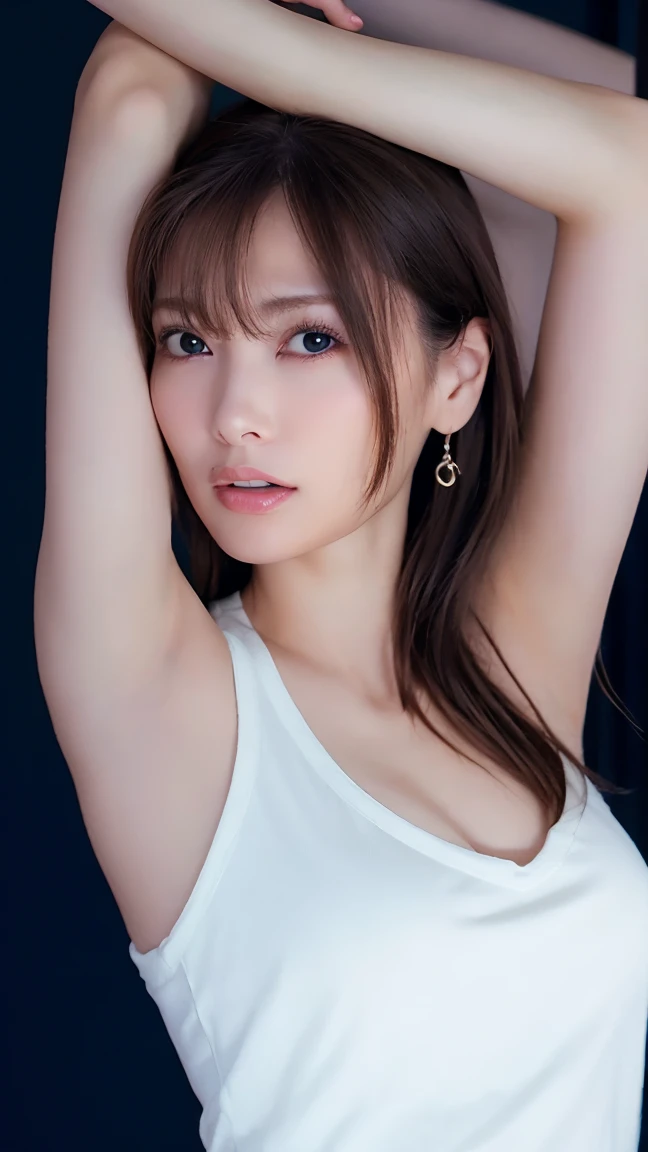 woman&#39;s profile、highest quality、No sleeve、Showing armpits on screen、armpit close-up、black pantyhose、Bokeh