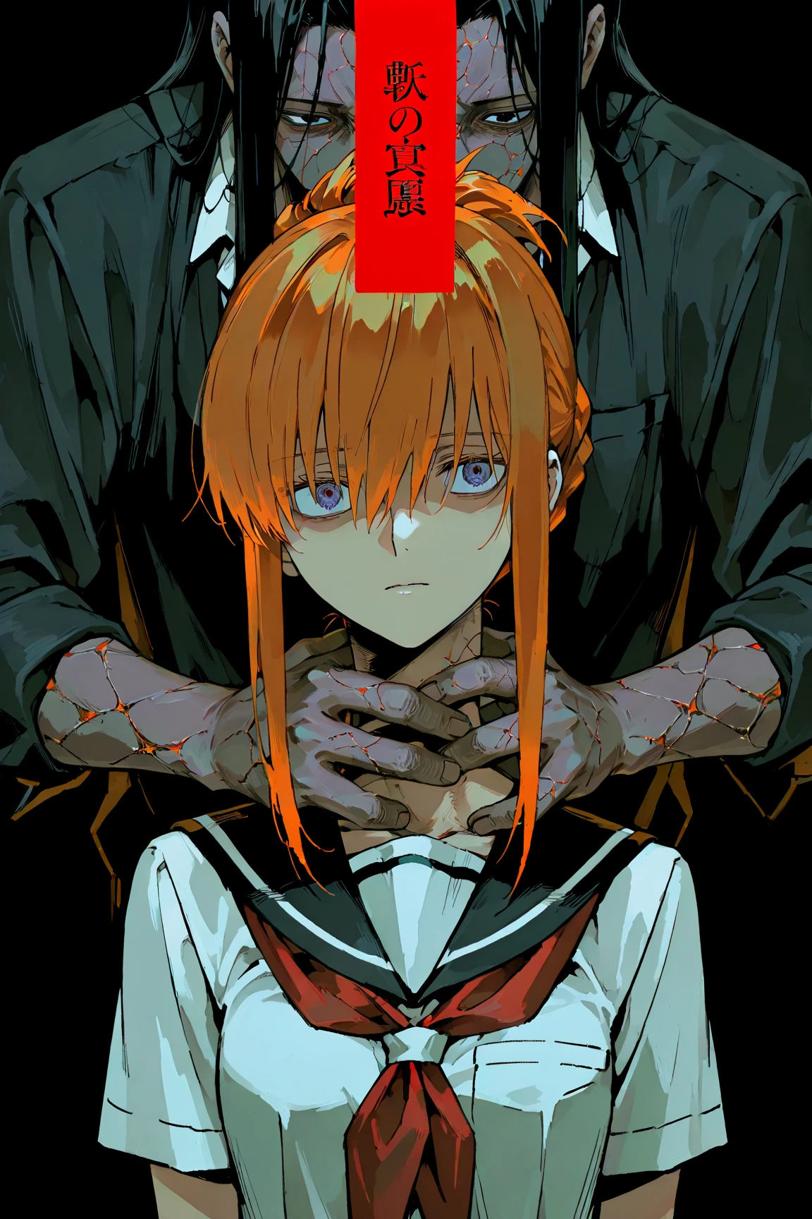 masterpiece, best quality, looking at viewer, facing viewer, bare legs, 1girl, solo, upper body, bow,  disgusted face, night time, dark city street ,  overly long sleeves, hands in sleeves, blood tears, blood marks, dark corner, blood splattered on the ground, red bright light, yellow glowing eyes, holding knife, creepy smile, crazy eyes, laughing, holding knife, heart shaped eyes,1girl, solo, insane, crazy, closer view, looking at viewer, blood, knife,pupils, ((yellow and black colors)), ((yellow and black palette)), (((noir))), (((noir style)), sitting, crazy laughing, glowing blue eyes, insane face, corner of wall background, holding knife, blood on knife, wearing school uniform, reaching out, yandere, stab wounds, raining,