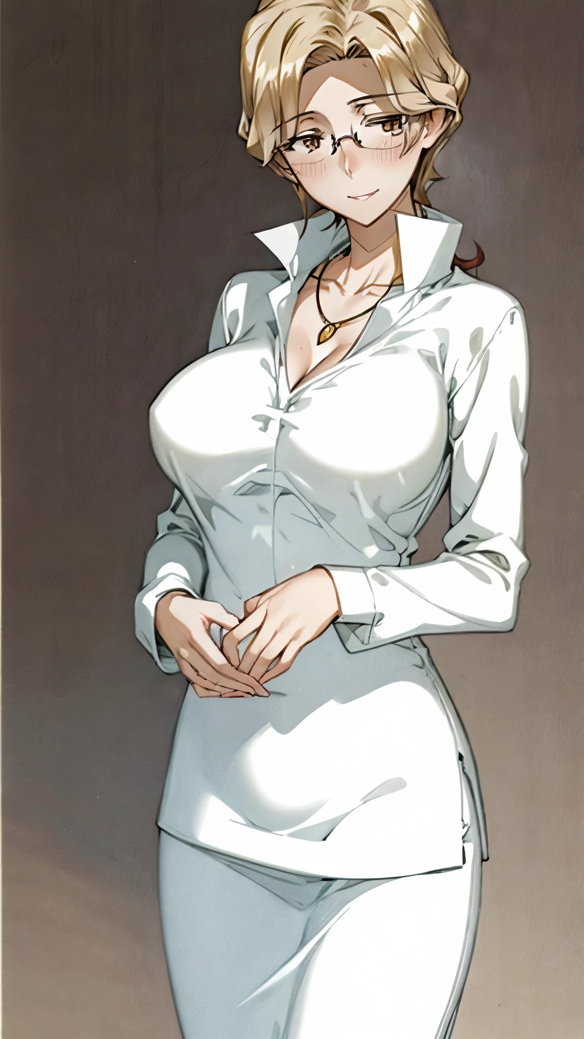 (masterpiece, best quality:1.4), colorful, vibrant image, sharp focus, highly detailed, intricate, ultra detailed textures, digital art, HDR, 8K,
Kitami Reika is standing in villain pose with (crossed hands:1.3), summer morning complex blackground, near window, (tricky glance:1.1), looking at viewer, (upper body:1.05),
blonde hair, short hair, lipstick, makeup, black eyeshadow, smokey eyes, detailed hair, ultra detailed face, blue eyes, perfect eyes, perfect face, jewelry, cross earrings,
black corset mini dress, white labcoat
mature female, 40yo, (Large Breasts:1.1), cleavage,