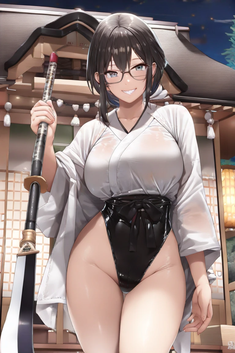 1girl, full body, cowboy shot, beautiful ,zenin_maki,ponytail,glasses,bangs,green hair, medium breasts, brown eyes, outdoors, beach, bikini, sandals, abs, v-line, low bodyfat, nice ass , volumetric lighting, best quality, masterpiece, intricate details, tonemapping, sharp focus, hyper detailed, trending on Artstation, nsfw, topless