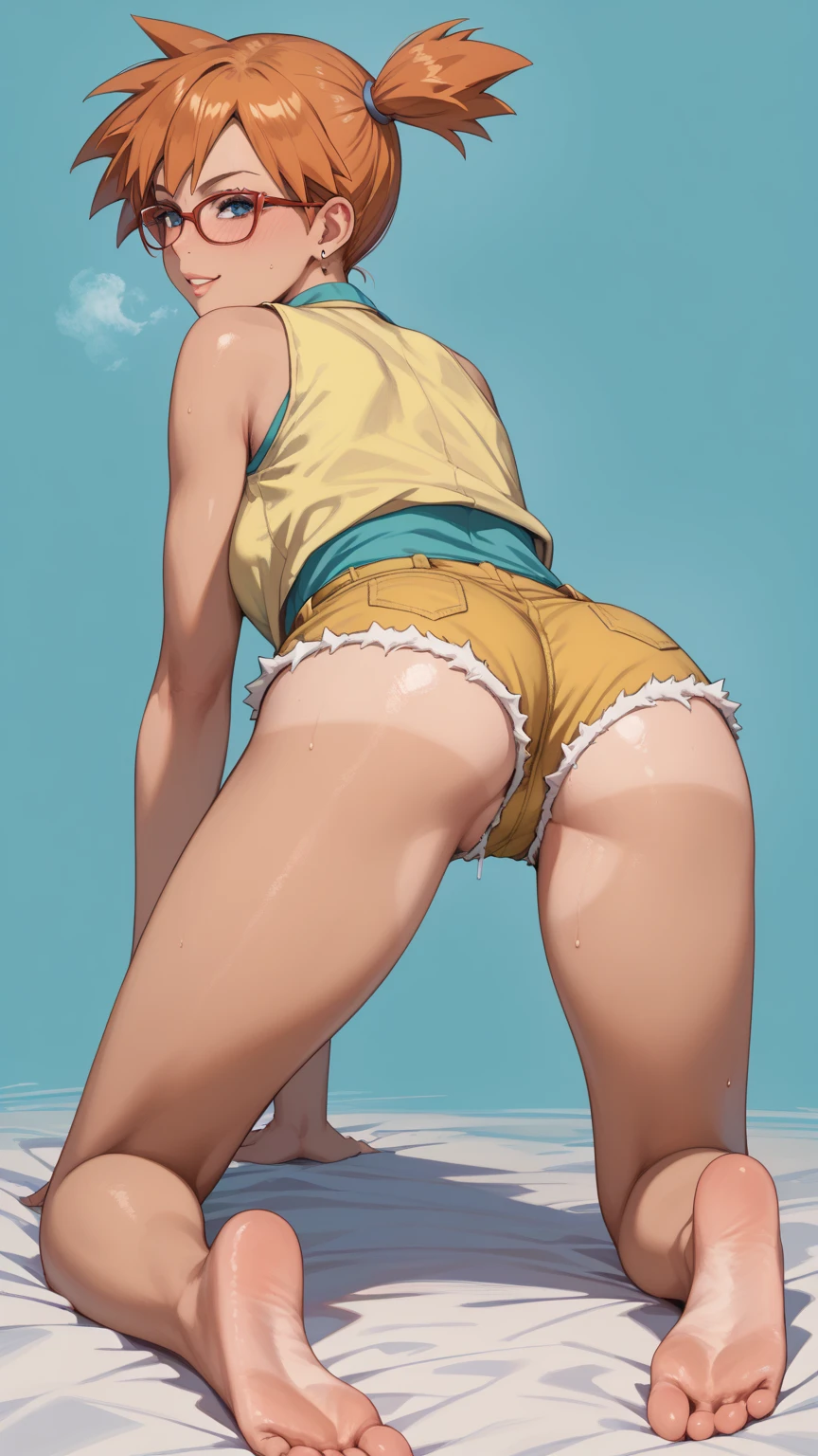 girl, Sweat, vapor, Center of chest, shy, Great hands, Looking at the audience, Cute Smile