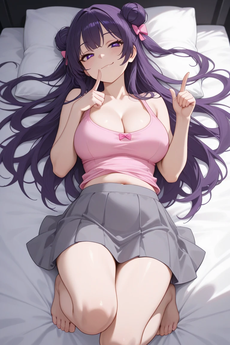 anime girl with purple hair and big breast sitting on a couch, seductive anime girl, anime moe artstyle, small curvy loli, extremely detailed artgerm, marin kitagawa fanart, beautiful alluring anime woman, range murata and artgerm, smooth anime cg art,4 k, Kurokawa Akane