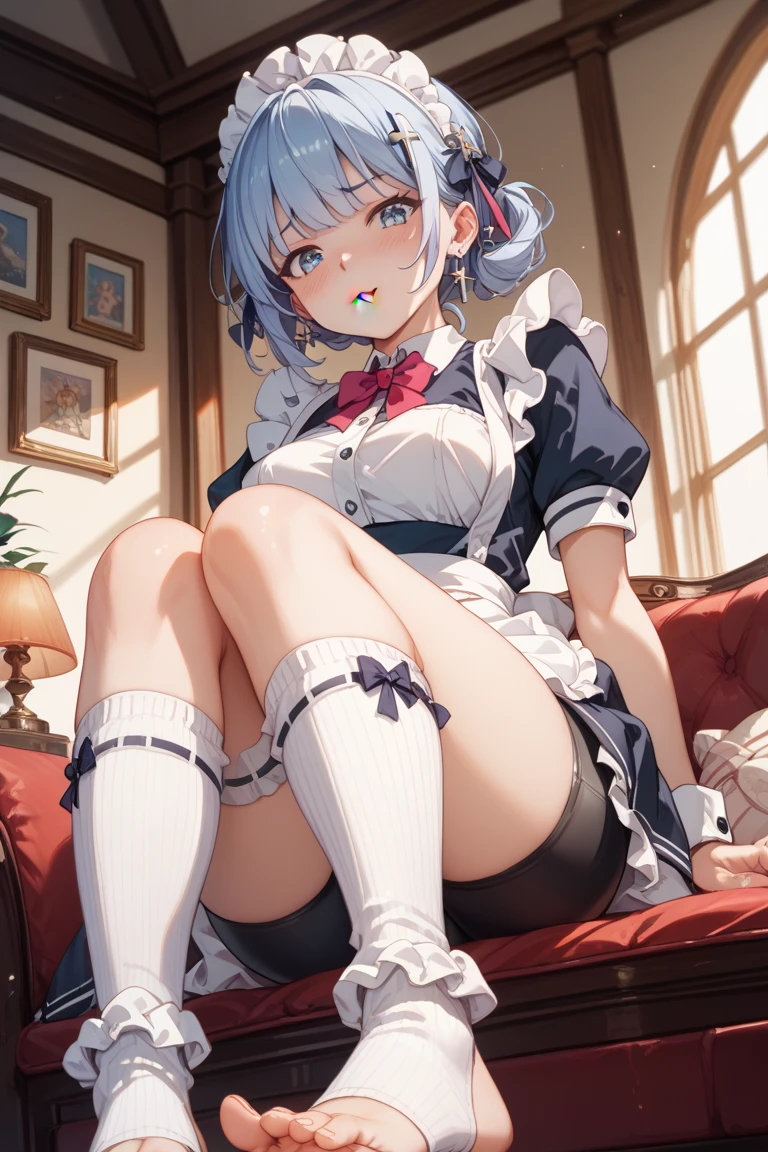 highest quality,はっきりとしたerotic images,Rem,erotic images,beautiful feet,Shameful face,Extremely intense squirting,super big breasts,naked,Climax,masturbation,sweaty,Tight white tights