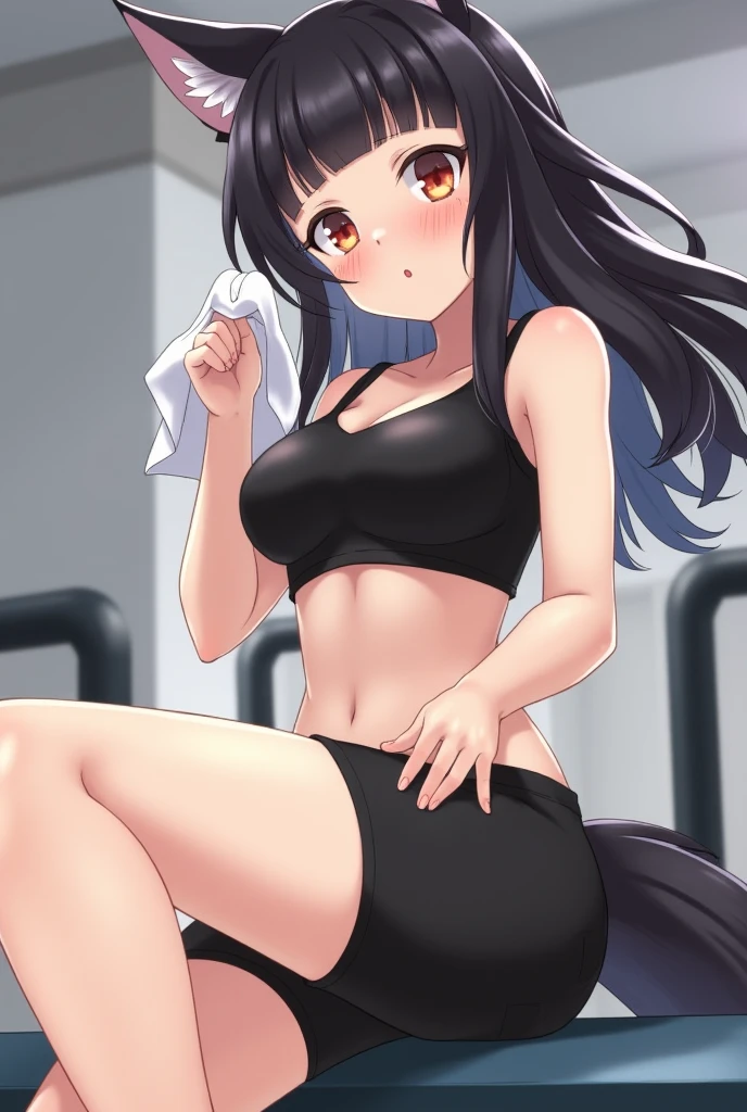 an anime drawing of a woman that is wearing headphones and sportswear, 1girl, solo, long hair, breasts, ass, black hair, looking at viewer, pants, midriff, black pants, ponytail, navel, purple eyes, sports bra, hair ornament, bare shoulders, choker, very long hair, sweat, scrunchie, green choker, bare arms, blurry, medium breasts, crop top, armpits, stomach, earphones, sweatband, nipples, nsfw:1.5, half nude, bedroom
TO BREAK (Masterpiece:1.2), The best quality, High resolution, Unity 8K Wallpaper, (illustration:0.8), (Beautiful detailed eyes:1.6), extremely detailed face, Perfect lighting, Extremely detailed CG, (perfect hands, perfect anatomy), pose sexy, sensual, provocative, armpits, naked, nsfw:1.5, full body, spread legs, pussy,