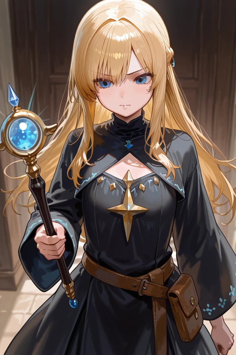 (RED Ribbon on HAIRband:1.2),(masterpiece, best quality, highly detailed, ultra detailed, high resolution, absurdres, 4K, 8K:1.2), upper body,red eyes, sage dq3, dragon quest3,1girl,holding staff, staff,circlet, realistic white microdress,light blue cape,yellow boots, yellow gloves,, Blonde hair,long hair, {big eyes},{floating},cave,[[Dutch angle]],looking at viewer,[[upper body]],lens flare,steam,bokeh, best quality, amazing quality, very aesthetic, absurdres, best quality, amazing quality, very aesthetic, absurdres,{{{elaborate, intricate,fantastic,