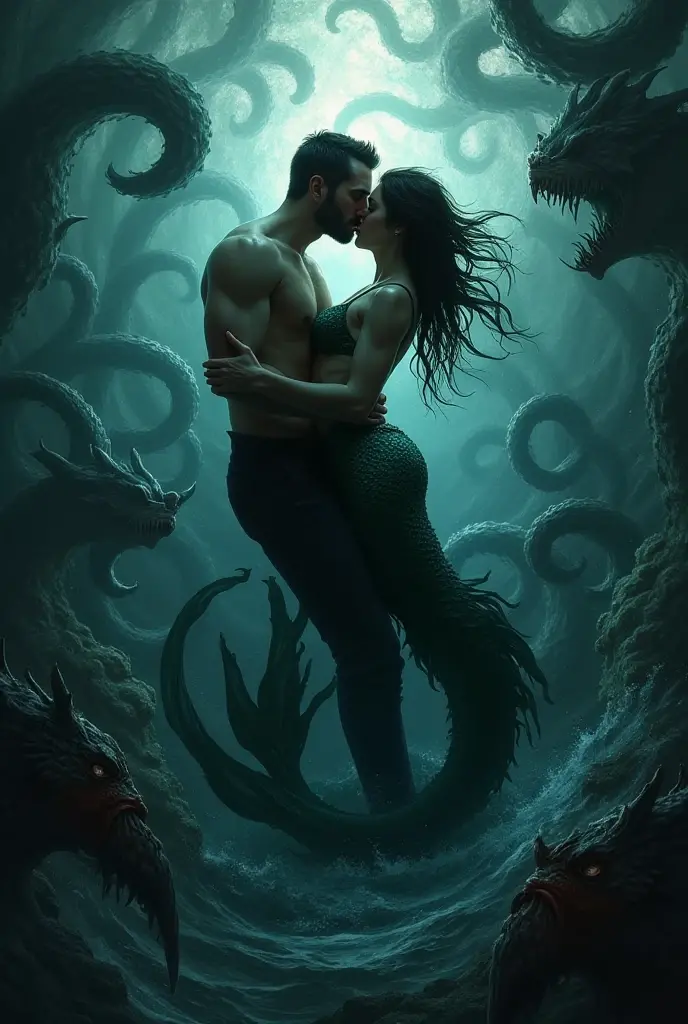 Sexy cirena having sex with a man, nsfw sexy succubus under darker water.
