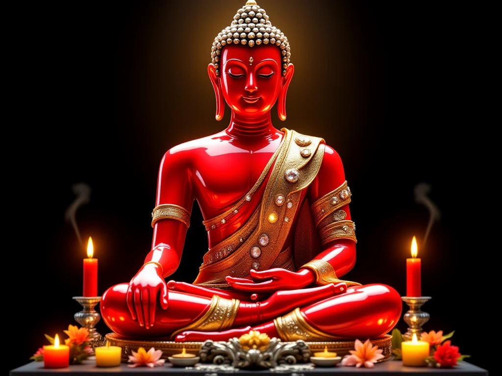Buddha ☘️ image leb full red sut