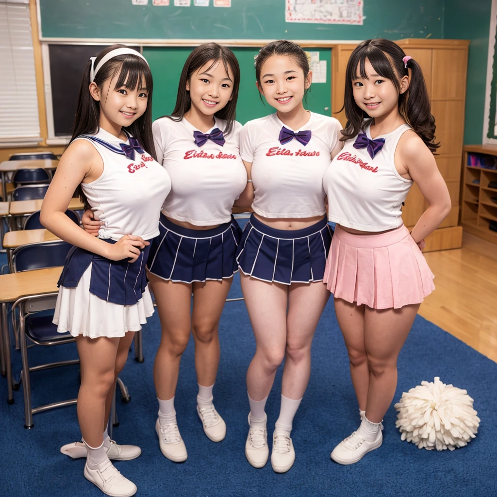(((Full nudity)))、((Two cheerleaders in one frame:1.44))、(Emphasis on the knee:1.1)、(8KRaw photo、Highest quality、Masseter muscle area:1.2)、Ultra-detailed、Ultra-high resolution、(Realistic、Realistic photos:1.37)、Portrait、High-resolution RAW color photos、Professional photography、hVery detailed and beautiful、Very detailed、8K画像のwallpaper、Incredibly detailed、Large file size、Official Art、HVery detailed CG Unity 8Kwallpaper、hVery detailed beautiful girl、Very detailed顔、Very detailed目、Very detailed皮膚、Very detailed指、hVery detailed nose、Very detailed詳細な口、Perfect Anatomy、Detailed Background、18-year-old、10 generations、cute、Realistic body、White skin、Glowing Skin、Handsome body、Black-haired、cute、cute faces、A vivid face、Delicate eyes、Looking into the camera、Positive、Thick tight、(HVery detailed white skin)、(Huge boobs)、Shiny、Embarrassed face、Excited face、Muchimuchi、(View from the front:1.2)、(Gorgeous American Cheerleading Costume:1.2)、(Big Ass:1.33)、((I want to see up to my knees))、((Luxurious pigtails with wavy:1.13))、smile、(Chubby)、((Nipples are visible:1.36))、((squat:1.4))、(Both of them spread their legs wide from side to side.:1.33)、((Two cheerleaders kneeling))、((Sit up straight:1.2))