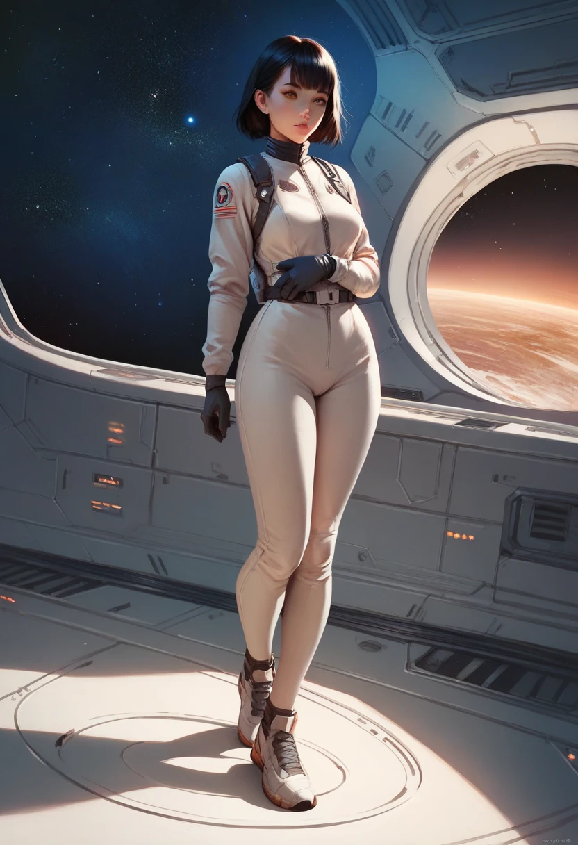 official art, unity 8k wallpaper, ultra detailed, beautiful and aesthetic, beautiful, Dappled Light, (film grain), (warm hue, warm tone), cinematic light, side lighting, Princess Leia (Star Wars): , white latex body suit, skimpy outfit, nipples visible through clothes, large breasts, wide hips, thick thighs, large butt, fat ass, curvy, voluptuous body, bimbo body, nsfw, cinnamon bun hairstyle, on tattooine, stiletto heels, high heels, full body view, seductive pose, extremely large breasts, boob window, really wide hips, hourglass figure, closed eyes, tongue out, golden hoop earrings, long acrylic nails, by boris vallejo and Grzegorz Rutkowski